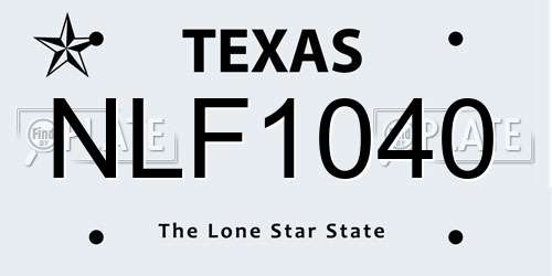 NLF1040 Texas License Plate