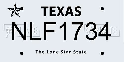NLF1734 Texas License Plate