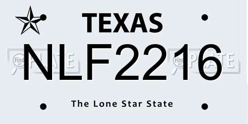 NLF2216 Texas License Plate