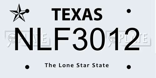 NLF3012 Texas License Plate