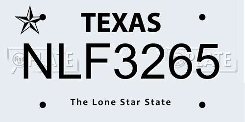 NLF3265 Texas License Plate
