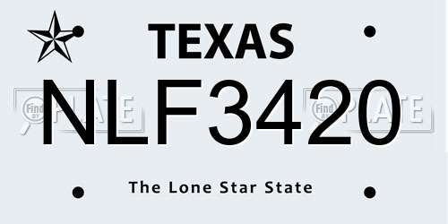 NLF3420 Texas License Plate