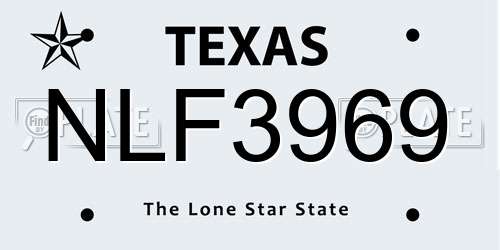 NLF3969 Texas License Plate