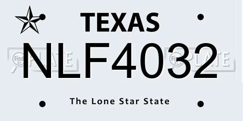 NLF4032 Texas License Plate