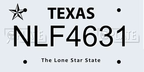 NLF4631 Texas License Plate