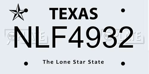 NLF4932 Texas License Plate