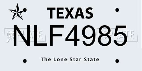 NLF4985 Texas License Plate