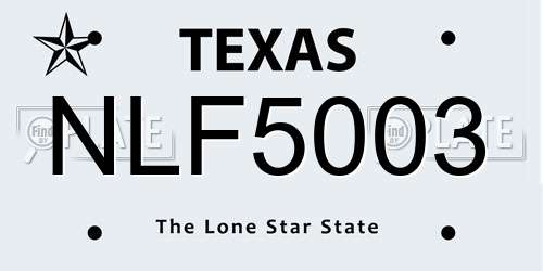 NLF5003 Texas License Plate