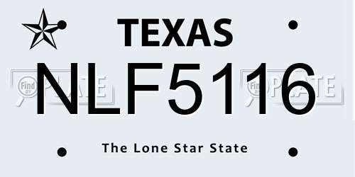 NLF5116 Texas License Plate