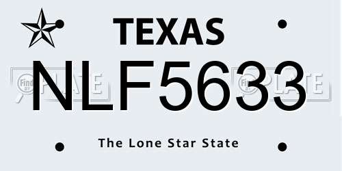 NLF5633 Texas License Plate