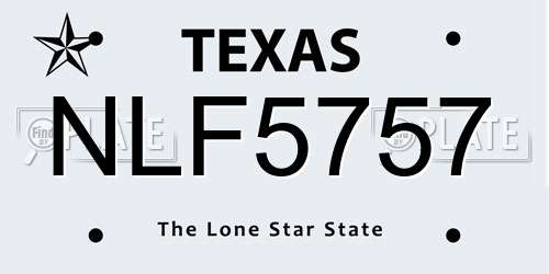 NLF5757 Texas License Plate