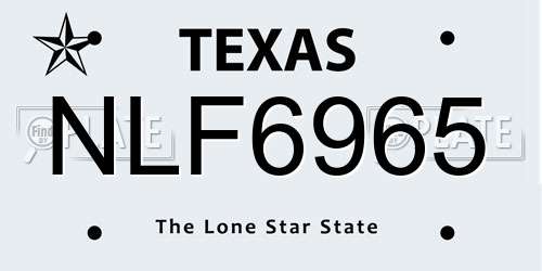NLF6965 Texas License Plate