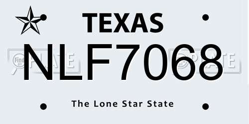 NLF7068 Texas License Plate