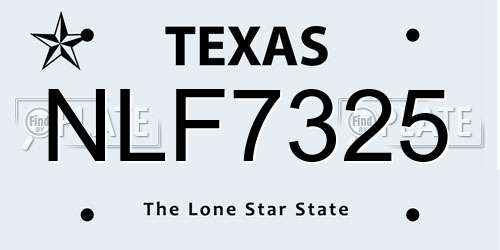 NLF7325 Texas License Plate