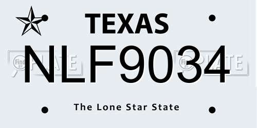 NLF9034 Texas License Plate