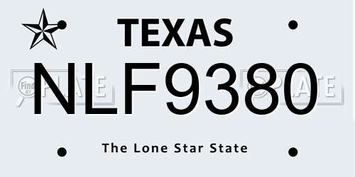 NLF9380 Texas License Plate