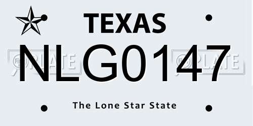 NLG0147 Texas License Plate