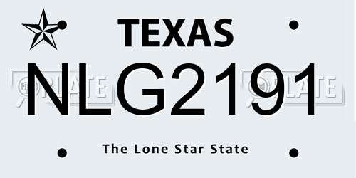 NLG2191 Texas License Plate