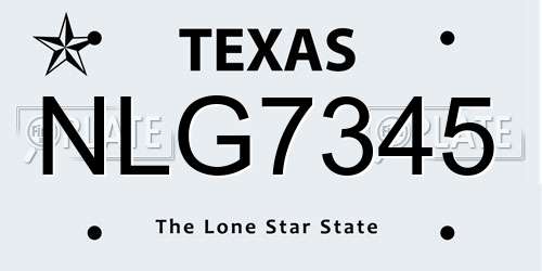NLG7345 Texas License Plate