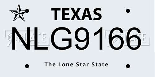 NLG9166 Texas License Plate