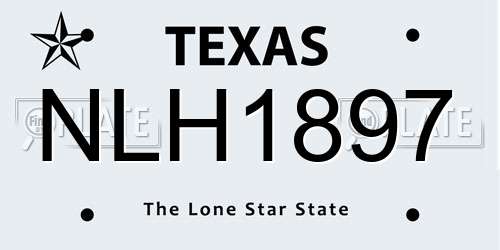 NLH1897 Texas License Plate