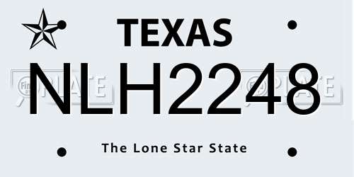 NLH2248 Texas License Plate