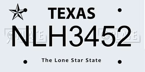NLH3452 Texas License Plate
