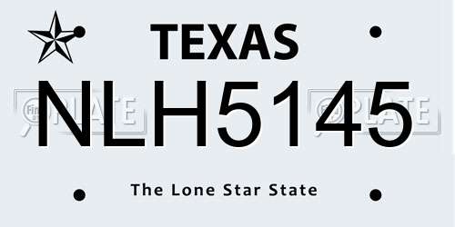 NLH5145 Texas License Plate