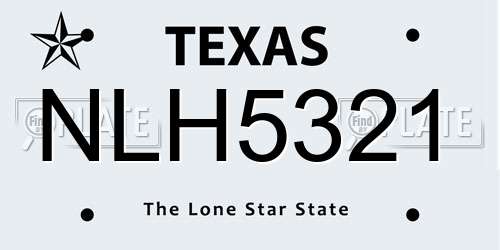NLH5321 Texas License Plate