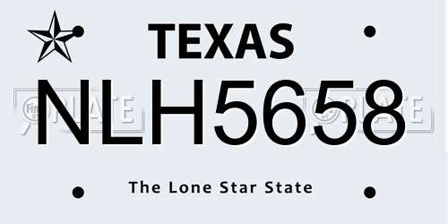 NLH5658 Texas License Plate