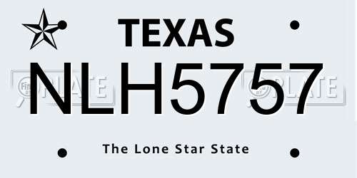 NLH5757 Texas License Plate