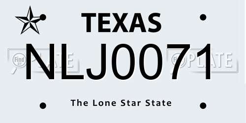 NLJ0071 Texas License Plate