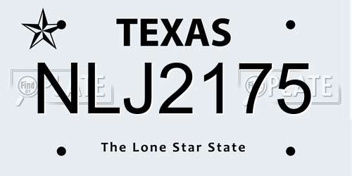 NLJ2175 Texas License Plate