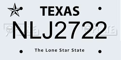NLJ2722 Texas License Plate