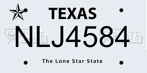 NLJ4584 Texas License Plate