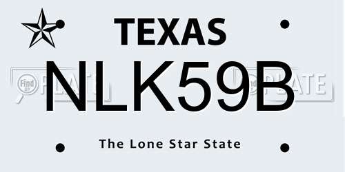 NLK59B Texas License Plate