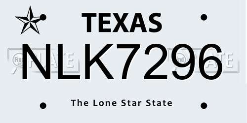 NLK7296 Texas License Plate