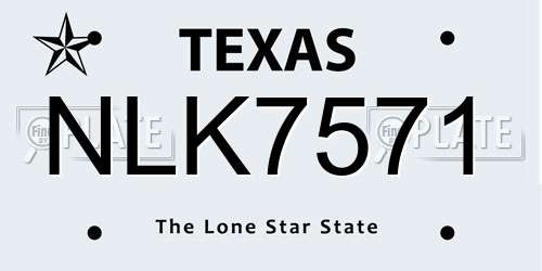 NLK7571 Texas License Plate