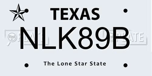 NLK89B Texas License Plate