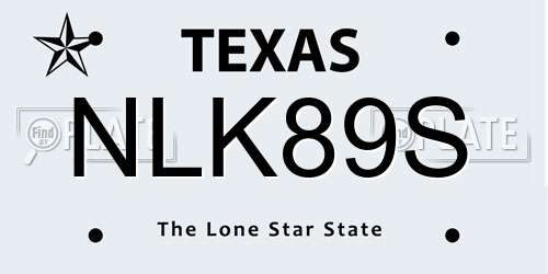NLK89S Texas License Plate
