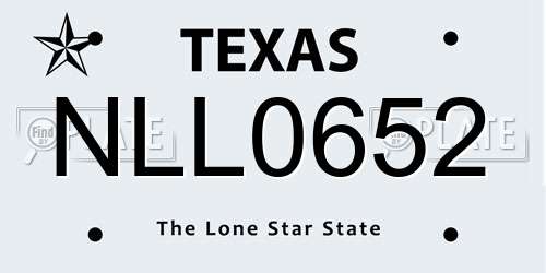 NLL0652 Texas License Plate
