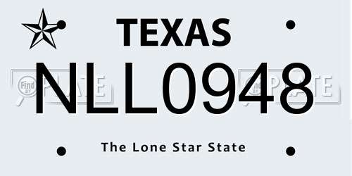NLL0948 Texas License Plate