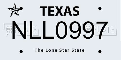 NLL0997 Texas License Plate