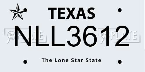 NLL3612 Texas License Plate