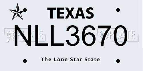 NLL3670 Texas License Plate