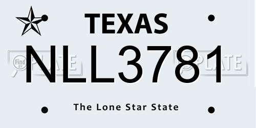 NLL3781 Texas License Plate