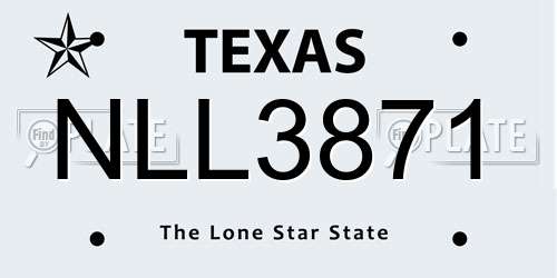 NLL3871 Texas License Plate