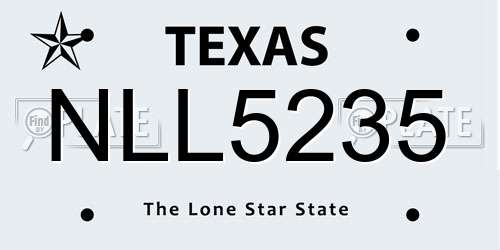 NLL5235 Texas License Plate