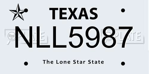 NLL5987 Texas License Plate