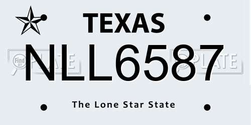 NLL6587 Texas License Plate